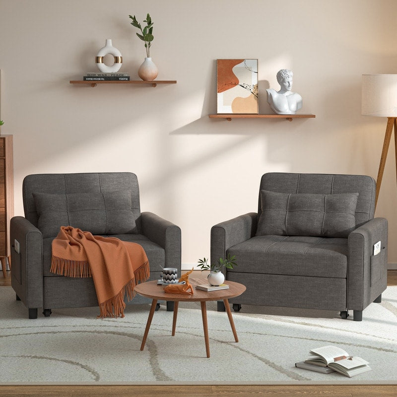 Divano letto regolabile 3 in 1, divano con poltrona estraibile, letto pieghevole convertibile per soggiorno