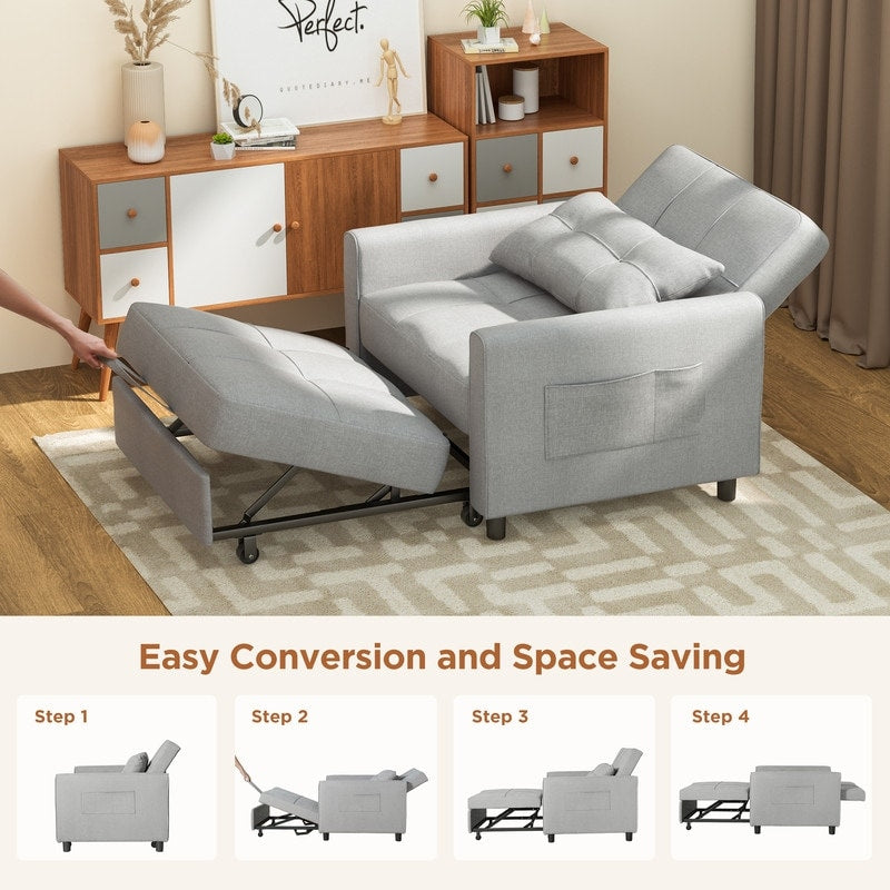 Divano letto regolabile 3 in 1, divano con poltrona estraibile, letto pieghevole convertibile per soggiorno