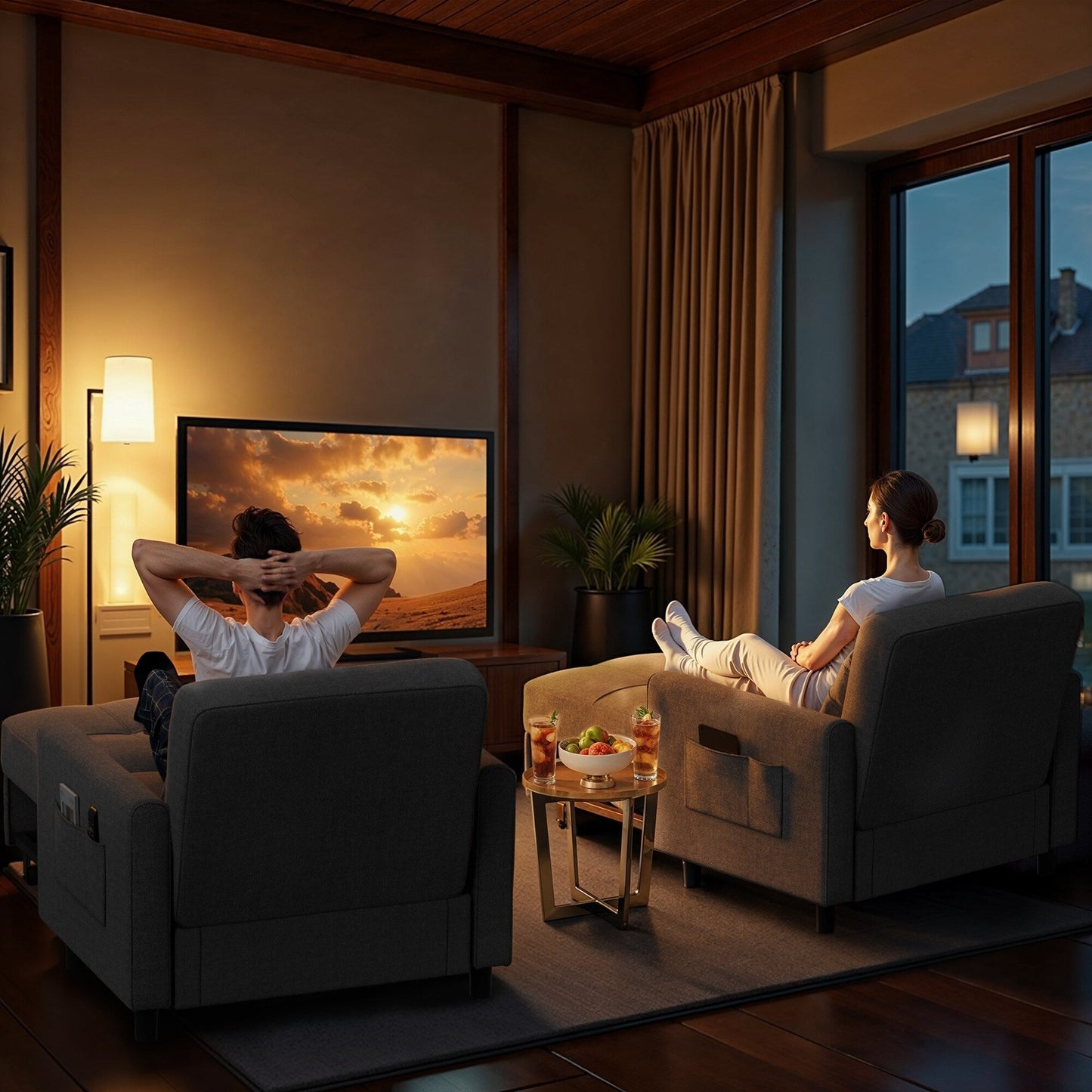 Divano letto estraibile 3 in 1, poltrona letto imbottita, pieghevole, regolabile e convertibile