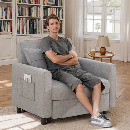 Divano letto estraibile 3 in 1, poltrona letto imbottita, pieghevole, regolabile e convertibile