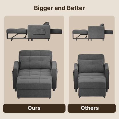 Divano letto estraibile 3 in 1, poltrona letto imbottita, pieghevole, regolabile e convertibile