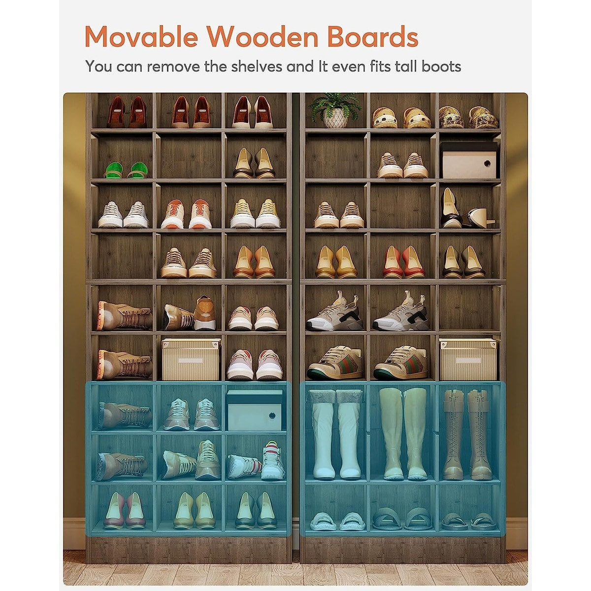 Scarpiera alta da 30 paia, scarpiera in legno bianco a 10 ripiani per armadio, ingresso - 10 ripiani