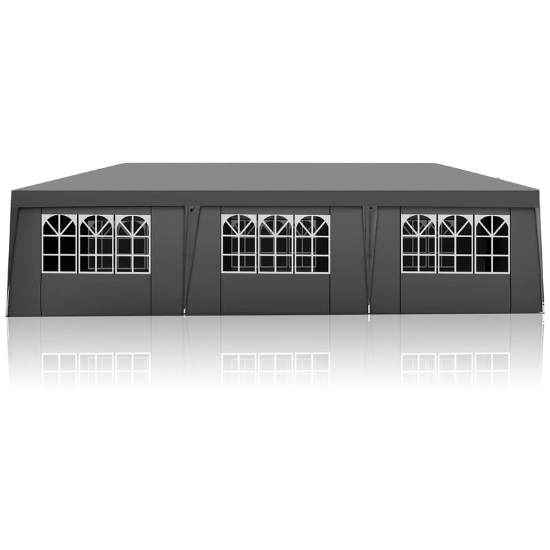 Gazebo pieghevole in tessuto Oxford da 30x10 piedi con 8 sacchi di sabbia e 8 pareti laterali con baldacchino per rimorchiatore - 30x10x8,8 piedi (larghezza x altezza x profondità)