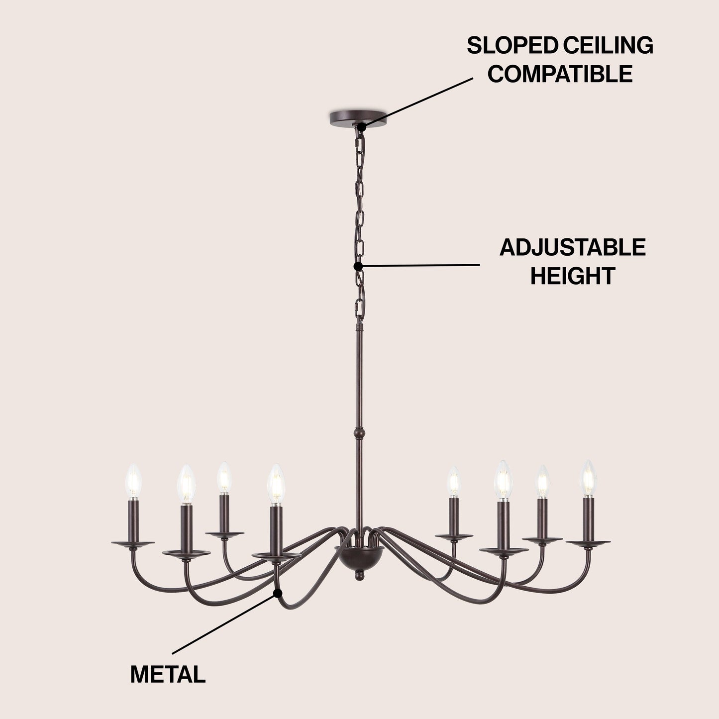 Lampadario a LED in ferro a 6 luci da 34,75 pollici, di JONATHAN Y