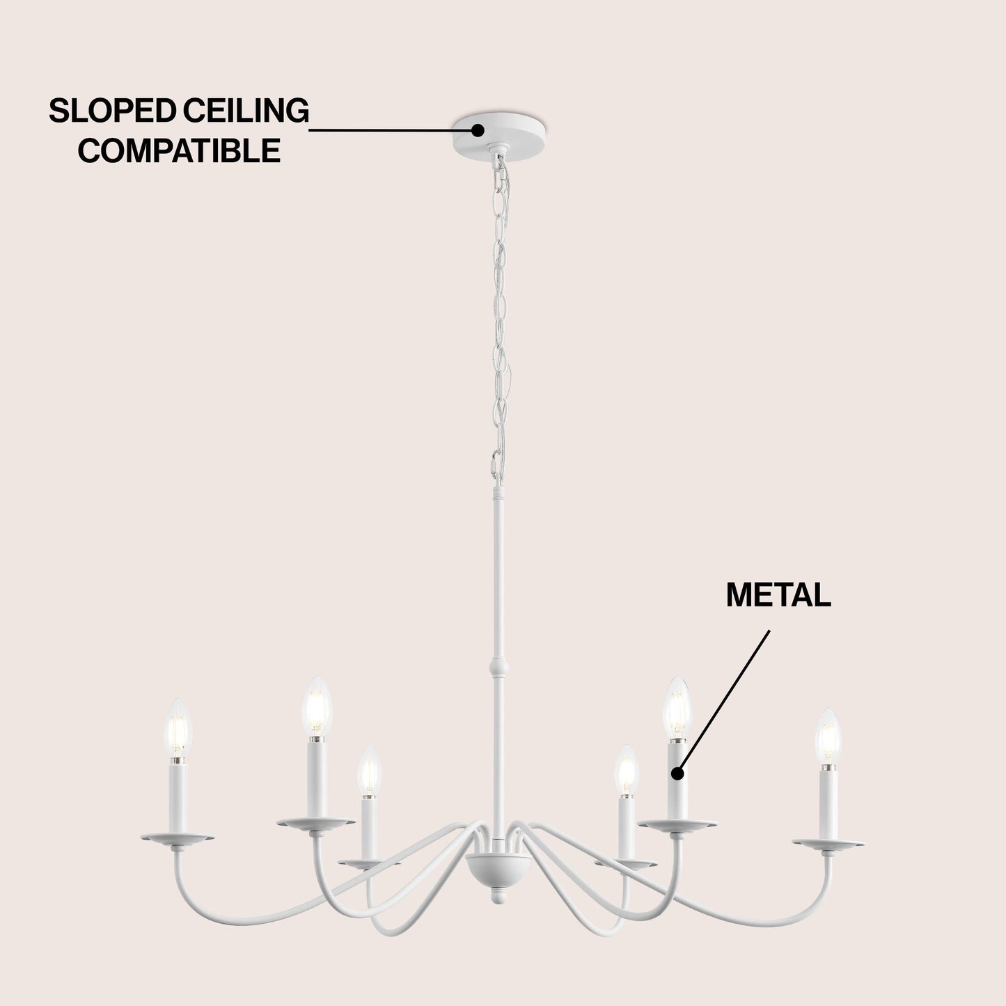 Lampadario a LED in ferro a 6 luci da 34,75 pollici, di JONATHAN Y