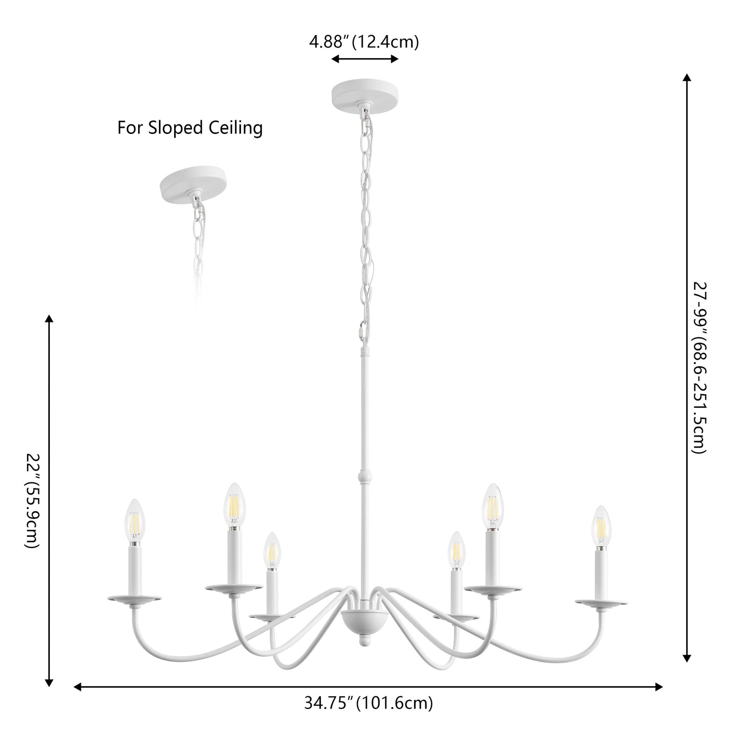 Lampadario a LED in ferro a 6 luci da 34,75 pollici, di JONATHAN Y