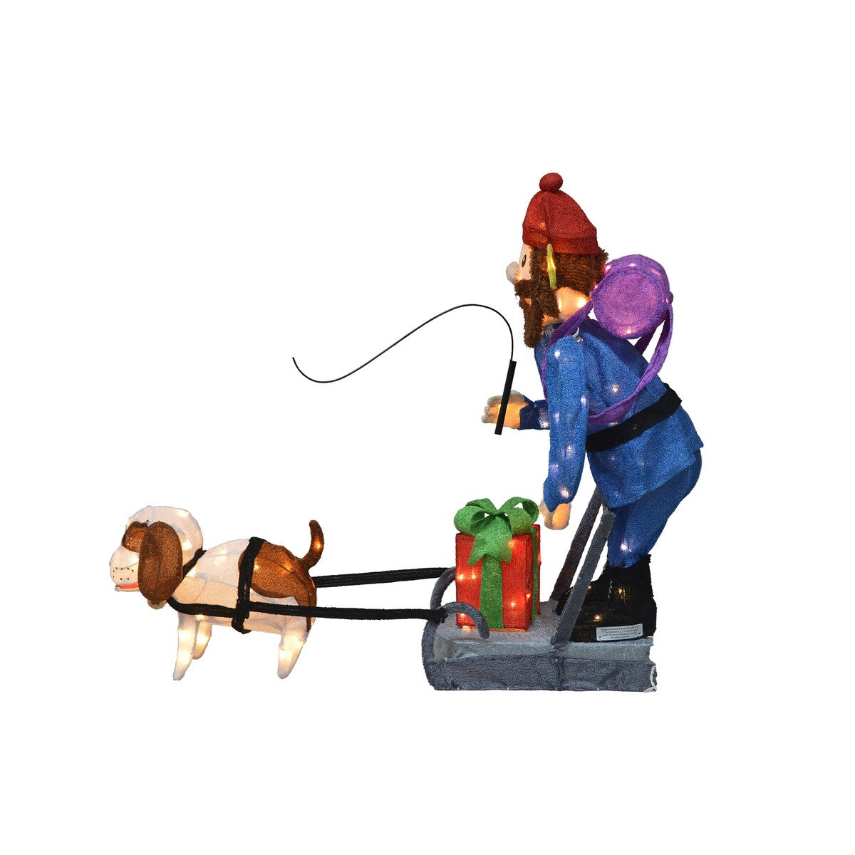 34 Rudolph 3D Pre-illuminato LED Yard Art in piedi Yukon e cane