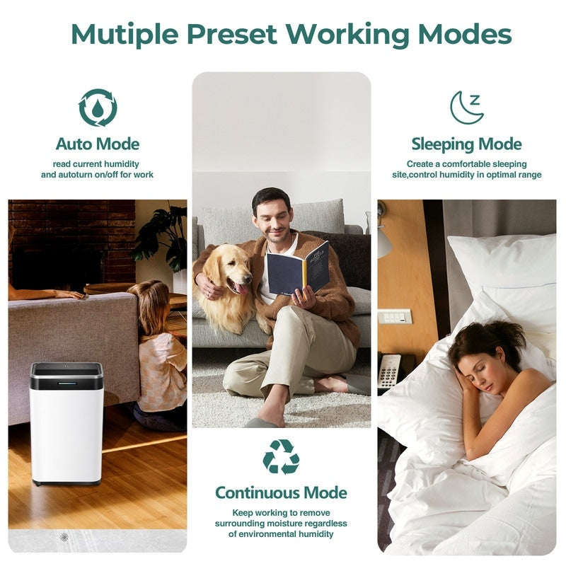 Deumidificatori da 3500 piedi quadrati per scantinati, case, stanze grandi e camere da letto, deumidificatori per garage a basso rumore