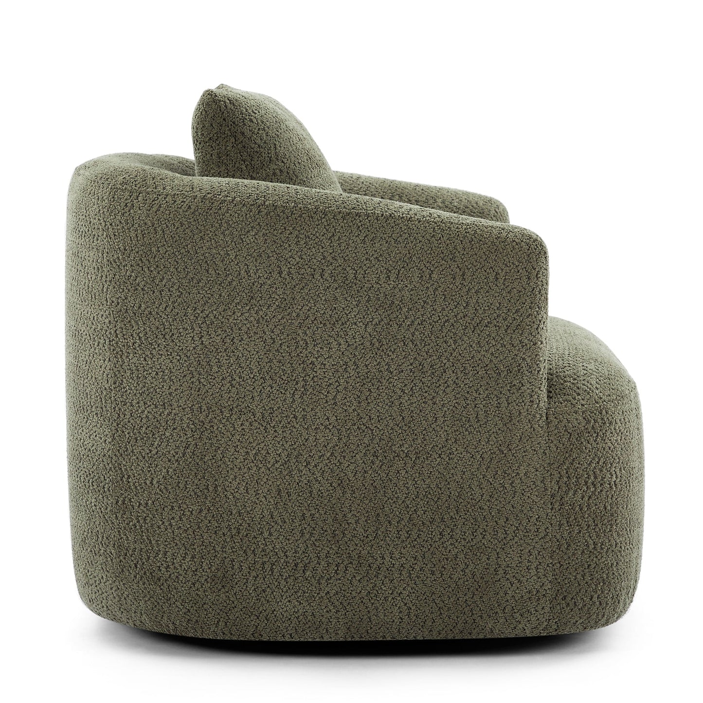 Poltrona girevole a 360°, poltrona Boucle da 38,2 con cuscino decorativo, poltrona a botte imbottita con braccioli curvi