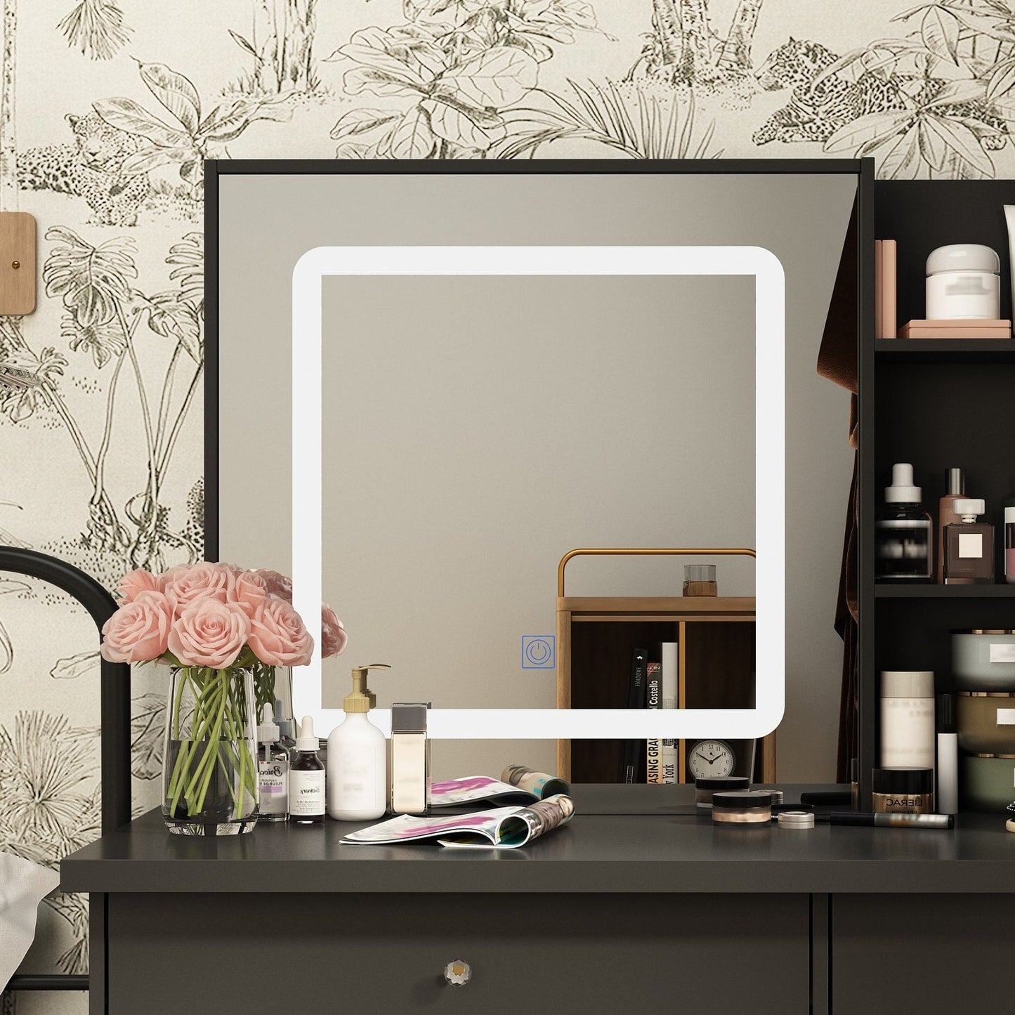 Mobiletto da trucco da 39,4'' con sgabello e specchio