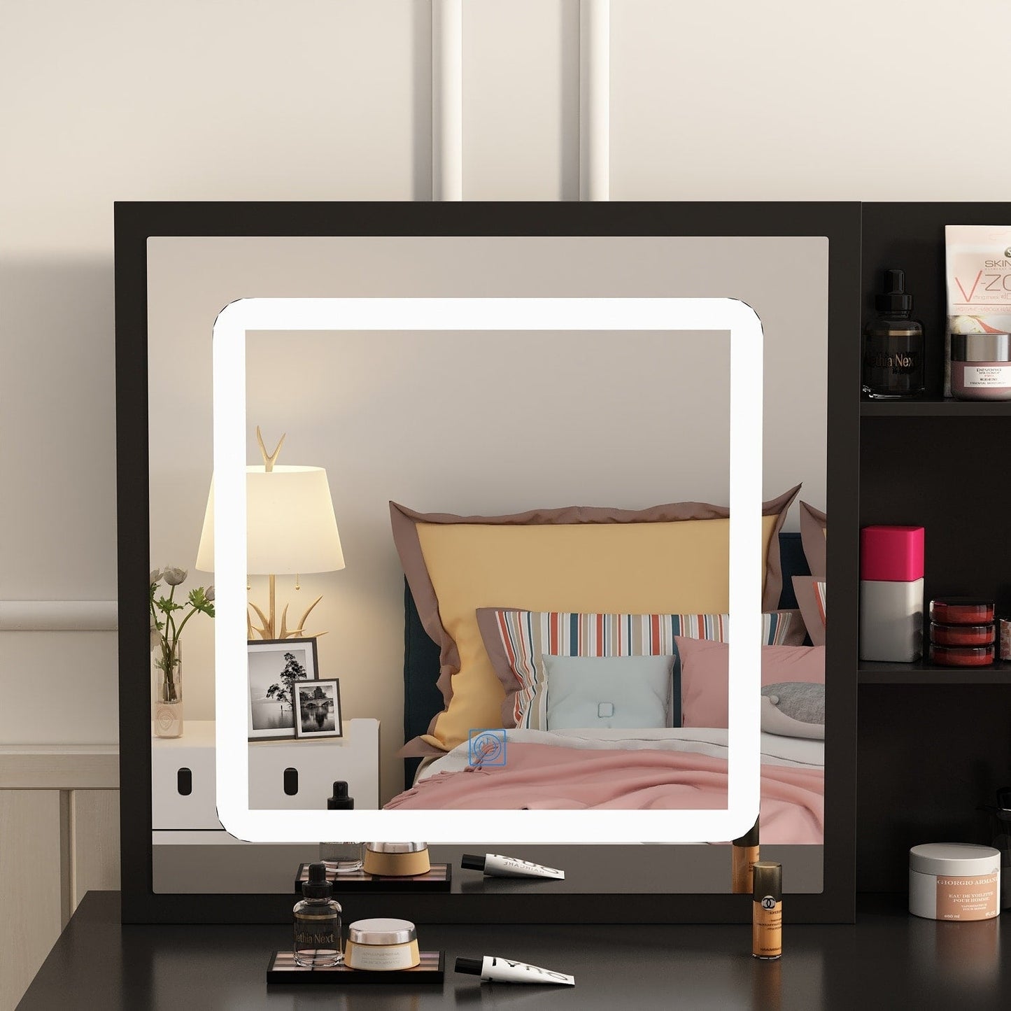 Set da toeletta per il trucco largo 39,4'' con sgabello e specchio