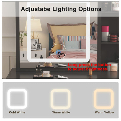 Set da toeletta per il trucco largo 39,4'' con sgabello e specchio