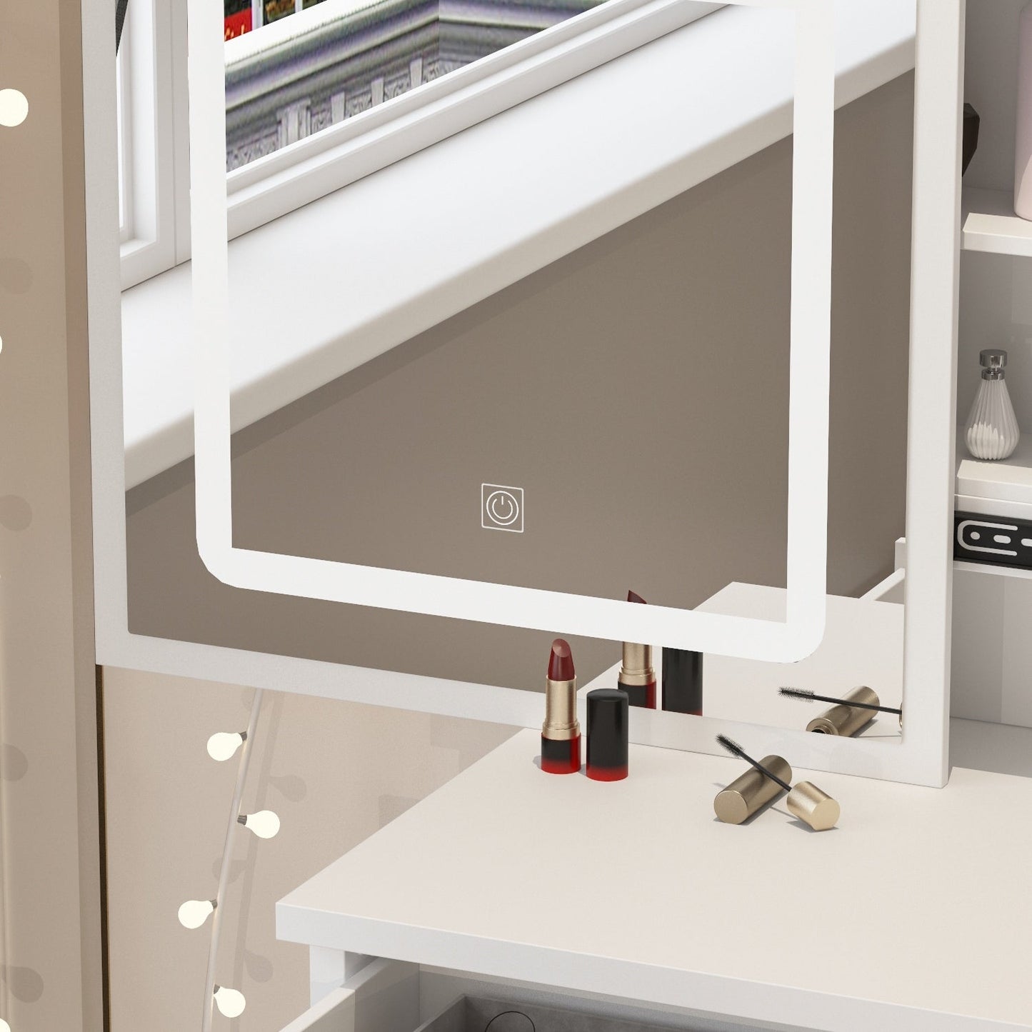 Set da toeletta per il trucco largo 39,4'' con sgabello e specchio