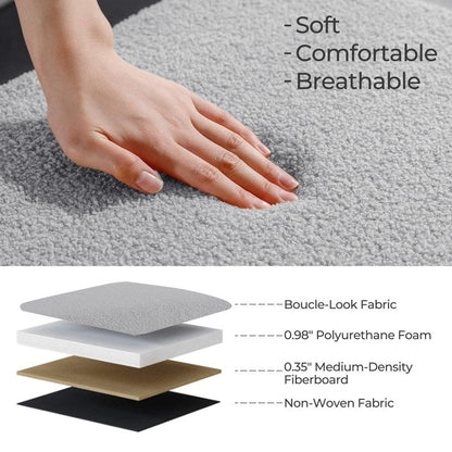 39,5 Panca contenitore Boucle bianco sporco, panca contenitore Sherpa, poggiapiedi per letto, per soggiorno, camera da letto, gambe in legno