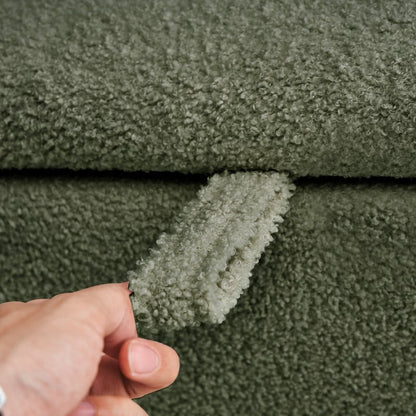 39,5 Panca contenitore Boucle bianco sporco, panca contenitore Sherpa, poggiapiedi per letto, per soggiorno, camera da letto, gambe in legno