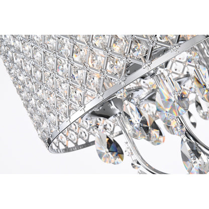 Lampadario a tamburo con perline rotonde e cristalli pendenti