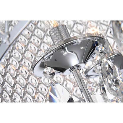 Lampadario a tamburo con perline rotonde e cristalli pendenti