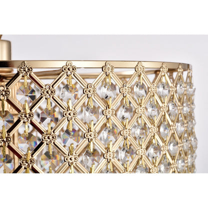 Lampadario a tamburo con perline rotonde e cristalli pendenti