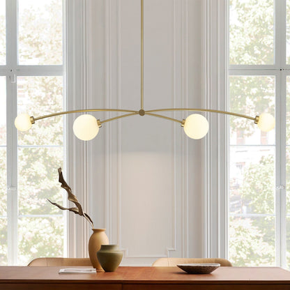 Lampada a sospensione lineare moderna Sputnik a 4 luci color oro/luce per sala da pranzo - 51,18 pollici di larghezza x 11,02 pollici di profondità x 5,91 pollici di altezza