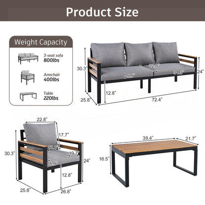 Set di divani per mobili da esterno da 4 pezzi