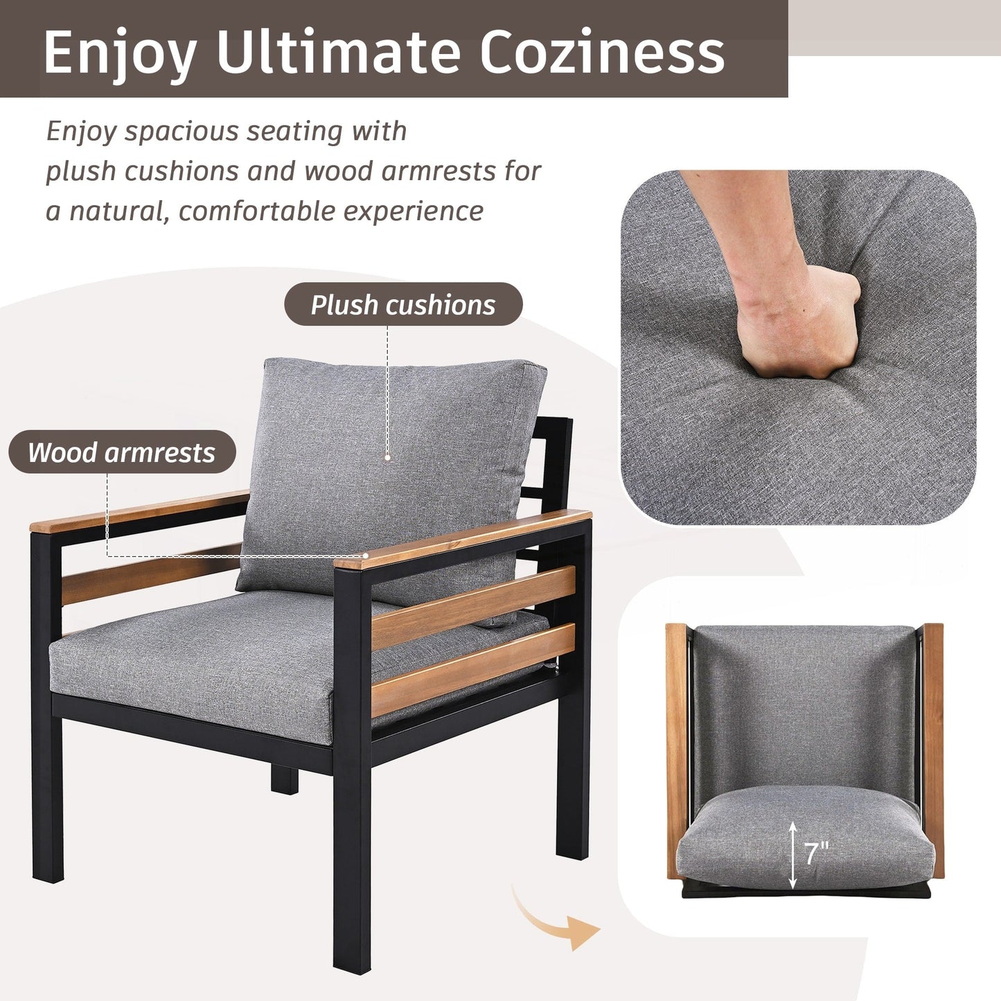 Set di divani per mobili da esterno da 4 pezzi