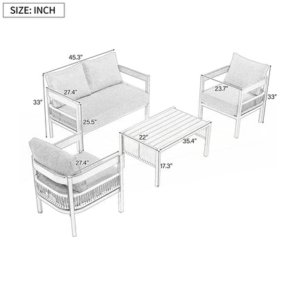 Set di divani per mobili da esterno da 4 pezzi