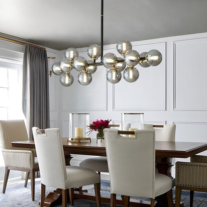 Lampadario lineare moderno di metà secolo da 40 pollici, lampada a sospensione Sputnik in ottone dorato a 16 luci con globo in vetro smerigliato per sala da pranzo