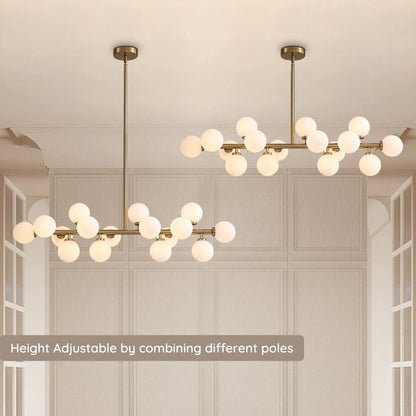 Lampadario lineare moderno di metà secolo da 40 pollici, lampada a sospensione Sputnik in ottone dorato a 16 luci con globo in vetro smerigliato per sala da pranzo