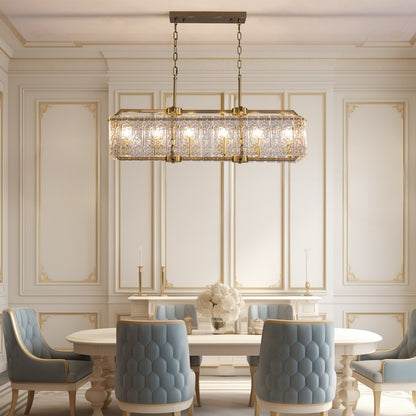 Lampadari di cristallo moderni lineari da 40 pollici Lampadario rettangolare in ottone dorato a 16 luci per sala da pranzo, soggiorno, isola della cucina