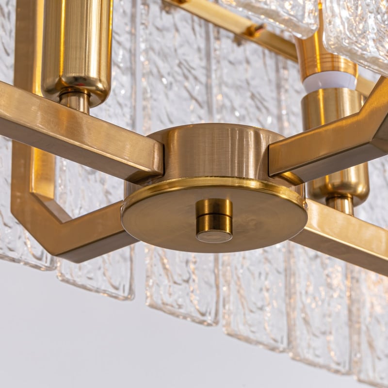 Lampadari di cristallo moderni lineari da 40 pollici Lampadario rettangolare in ottone dorato a 16 luci per sala da pranzo, soggiorno, isola della cucina