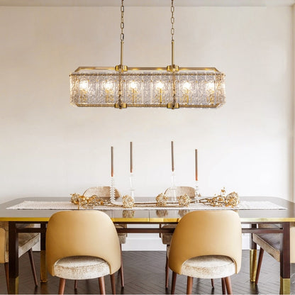 Lampadari di cristallo moderni lineari da 40 pollici Lampadario rettangolare in ottone dorato a 16 luci per sala da pranzo, soggiorno, isola della cucina