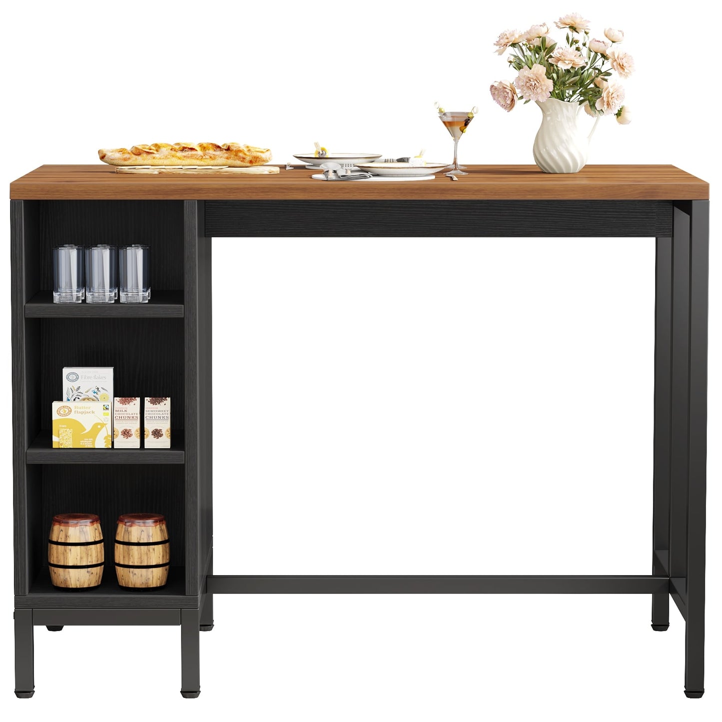 Isola da cucina larga 43, tavolo da cucina con 5 ripiani aperti