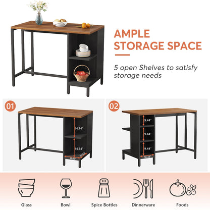 Isola da cucina larga 43, tavolo da cucina con 5 ripiani aperti