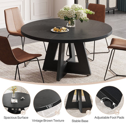 Tavolo da pranzo rotondo da 47 pollici per 4 persone, tavolo da cucina in stile rustico, piccolo tavolo da pranzo, tavolo da cucina in legno per sala da pranzo e soggiorno