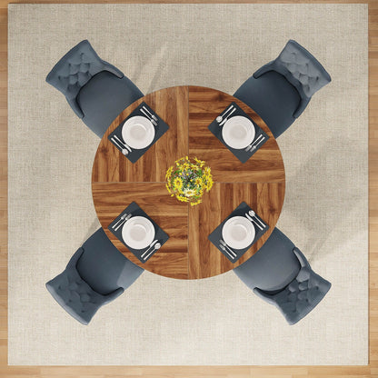 Tavolo da pranzo rotondo da 47 pollici per 4 persone, tavolo da cucina in stile rustico, piccolo tavolo da pranzo, tavolo da cucina in legno per sala da pranzo e soggiorno