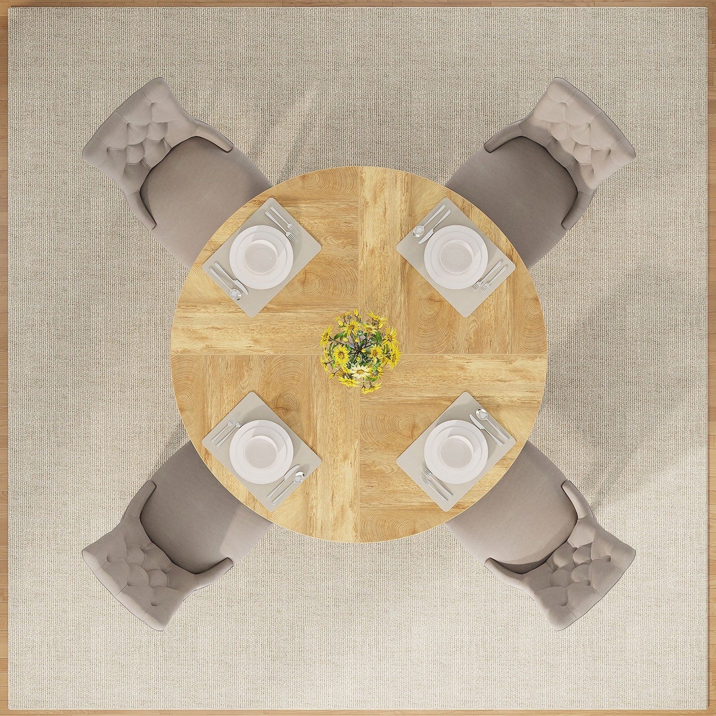 Tavolo da pranzo rotondo da 47 pollici per 4 persone, tavolo da cucina in stile rustico, piccolo tavolo da pranzo, tavolo da cucina in legno per sala da pranzo e soggiorno