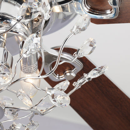 Ventilatore da soffitto moderno reversibile a 5 pale in cristallo con telecomando