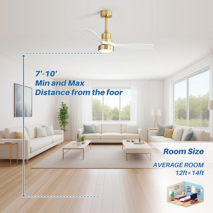 Ventilatore da soffitto a LED integrato da 48 e 52 pollici con luce e telecomando, motore CC reversibile