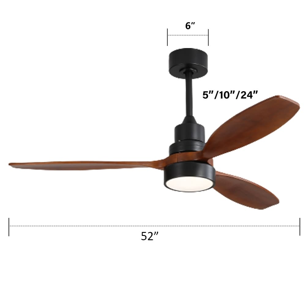 Ventilatore da soffitto a LED integrato da 48 e 52 pollici con luce e telecomando, motore CC reversibile