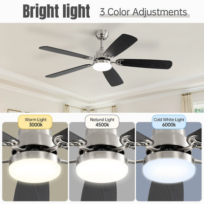Ventilatore da soffitto a LED integrato da 48 e 52 pollici con luce e telecomando, motore CC reversibile