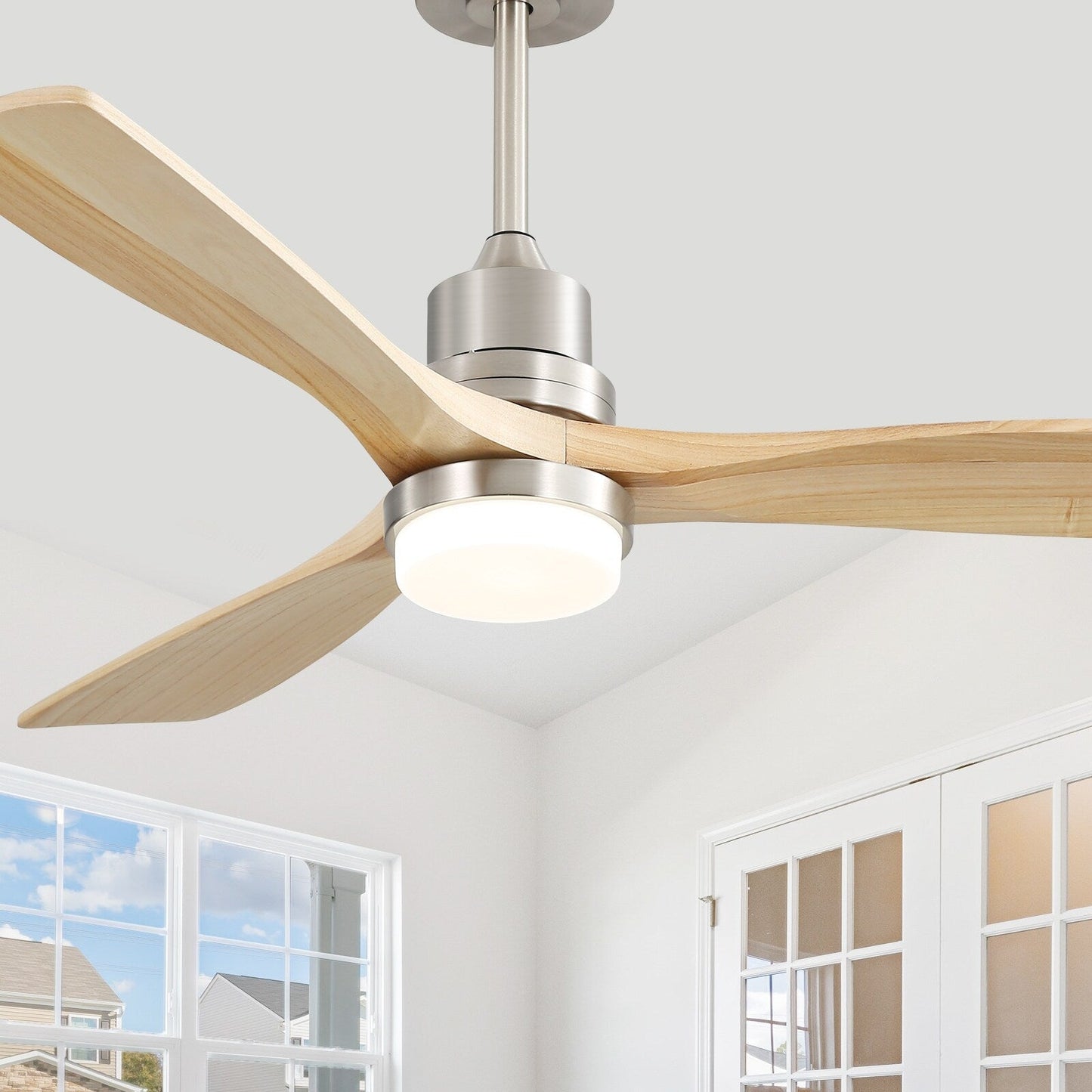 Ventilatore da soffitto a LED integrato da 48 e 52 pollici con luce e telecomando, motore CC reversibile