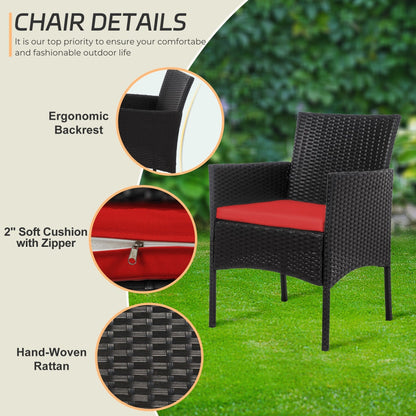 Set di mobili da giardino in vimini da 4 pezzi, set di mobili da esterno in rattan con cuscini