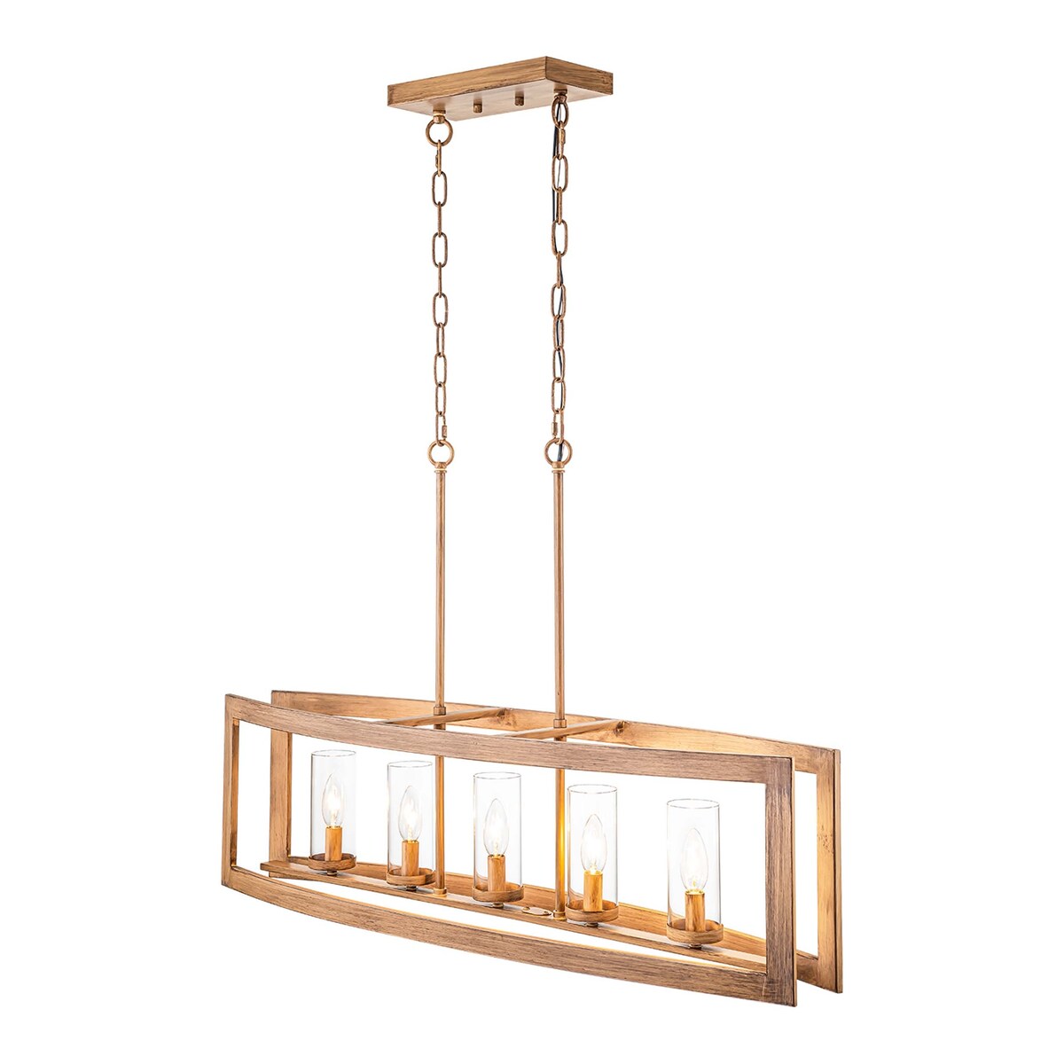 Lampadario rettangolare vintage in vetro a 5 luci, in stile industriale moderno di metà secolo, per isola da cucina