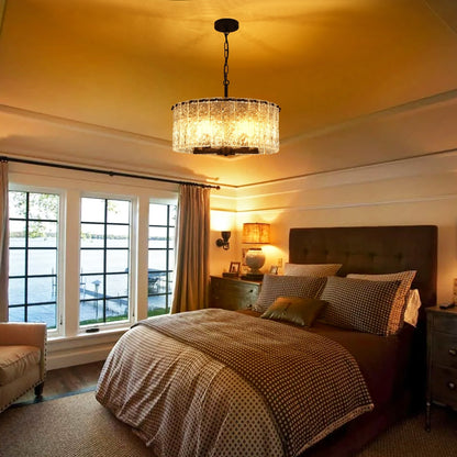 Lampadario moderno a tamburo rotondo a 5 luci, lampadario classico semi-incassato, lampada a sospensione per isola cucina e sala da pranzo