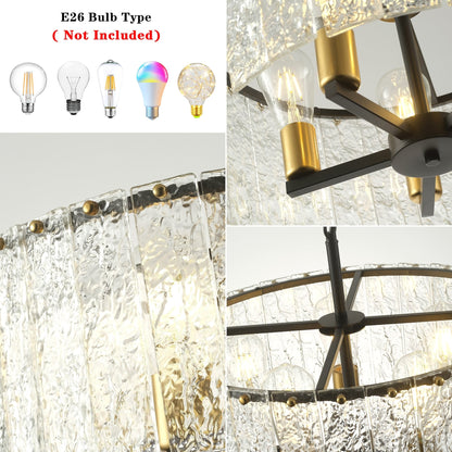 Lampadario moderno a tamburo rotondo a 5 luci, lampadario classico semi-incassato, lampada a sospensione per isola cucina e sala da pranzo