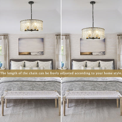 Lampadario moderno a tamburo rotondo a 5 luci, lampadario classico semi-incassato, lampada a sospensione per isola cucina e sala da pranzo