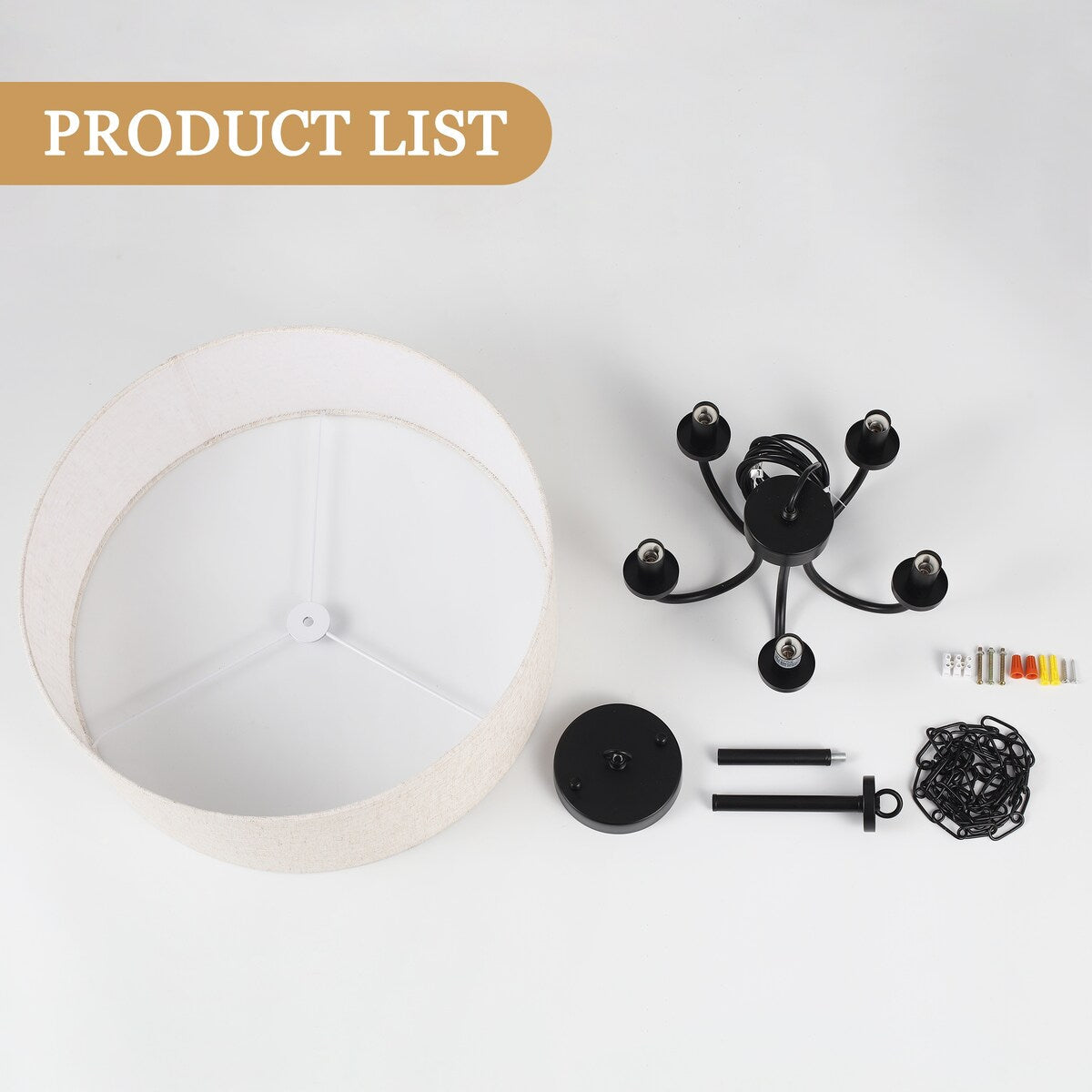 Lampada da soffitto moderna a 5 luci con montaggio a semi-incasso per sala da pranzo, camera da letto, soggiorno - N/D