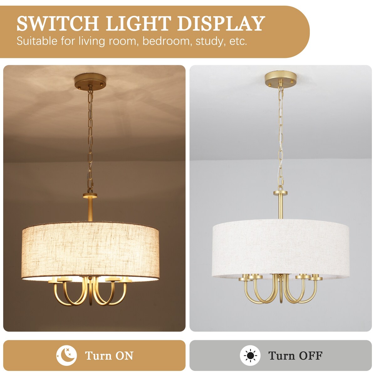 Lampada da soffitto moderna a 5 luci con montaggio a semi-incasso per sala da pranzo, camera da letto, soggiorno - N/D