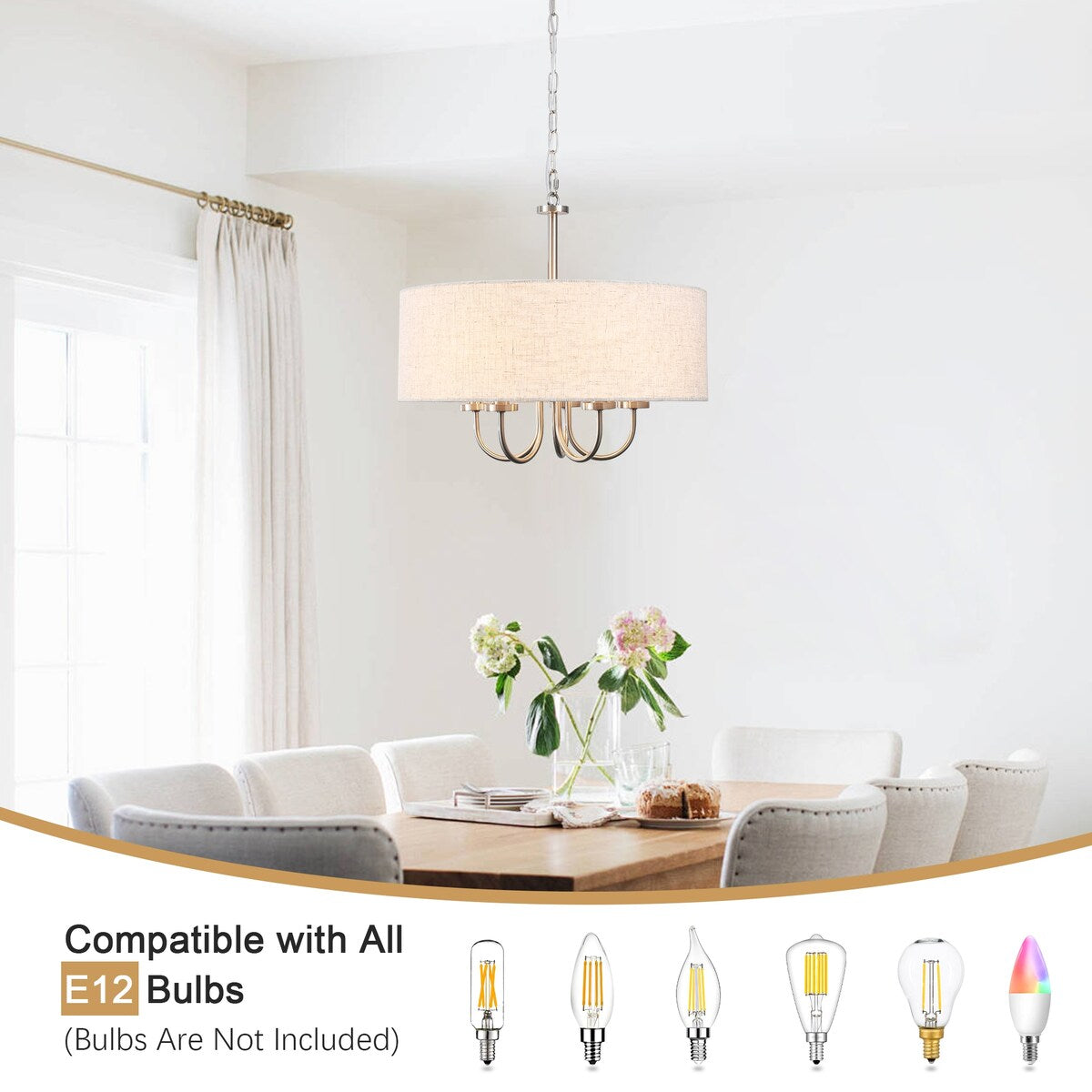 Lampada da soffitto moderna a 5 luci con montaggio a semi-incasso per sala da pranzo, camera da letto, soggiorno - N/D