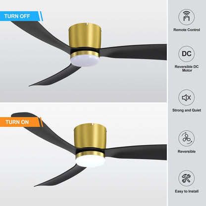 Ventilatore da soffitto a LED da 52 pollici nero/bianco con telecomando (3 pale)
